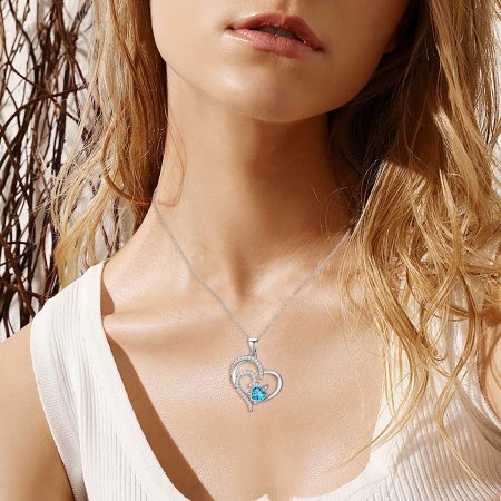 Double Love Heart Necklace for Women Sterling Silver Ocean Spray Sea Turtle Pendant Necklace Birthday Gifts - Image 4