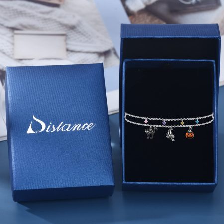Halloween Bracelet For Western Sterling Silver Evil Eye Moon Witch Ghost Cat Pumpkin Bat Layered Bracelet Jewelry - Image 5