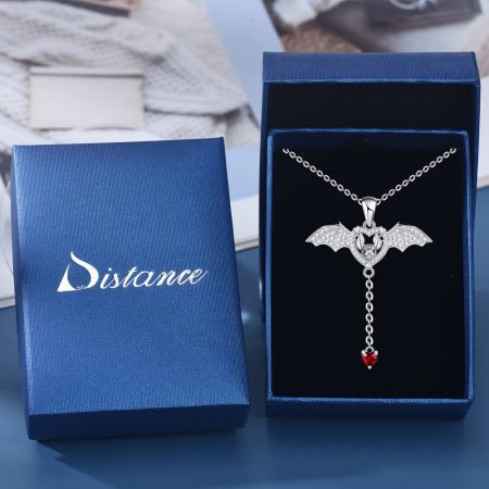 Bat Necklace Sterling Silver Bat Pendant Necklaces Halloween Wings Bat Jewelry Memorial Gift - Image 6