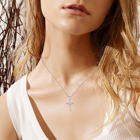 Cross Necklace for Women Sterling Silver Jewelry Pendant Necklace - Image 3