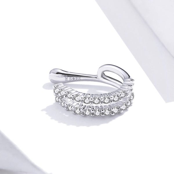 Silver Double Band Single Ear Cuff - Image 3