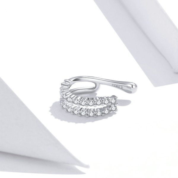 Silver Double Band Single Ear Cuff