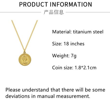 Vintage Coin Chain Choker Thin Chain Portrait Coin Pendant Necklace - Image 3