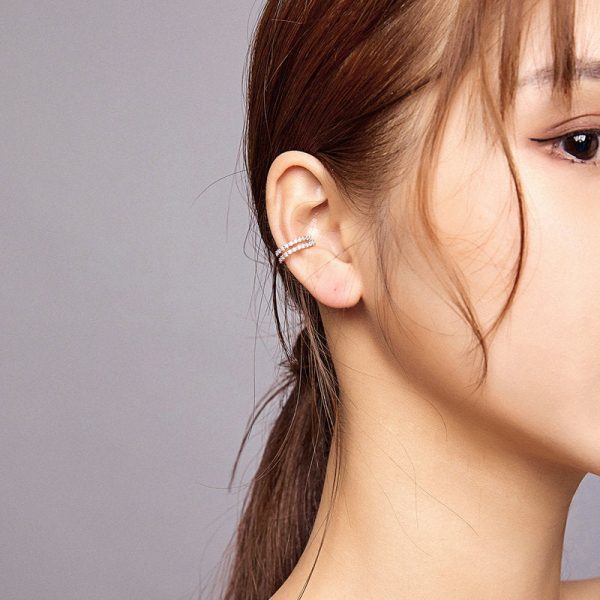 Silver Double Band Single Ear Cuff - Image 2
